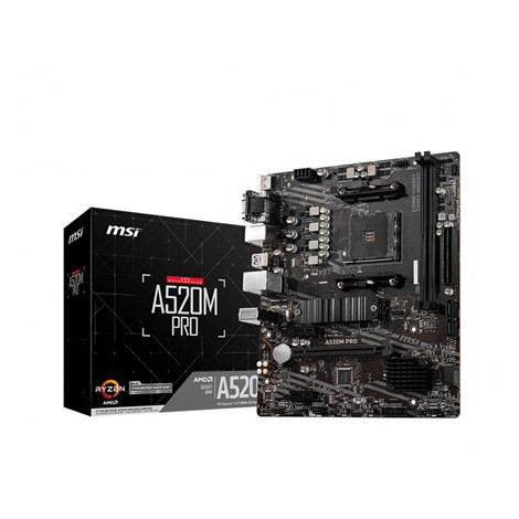 MSI | A520M PRO | Processor family AMD | Processor socket AM4 | DDR4 | Memory slots 2 | Number of SATA connectors | Chipset AMD